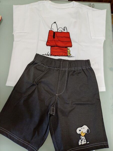 グラニフ スヌーピー刺繍 Tシャツ 半袖 ハーフパンツ セット120cm 新品タグ付き