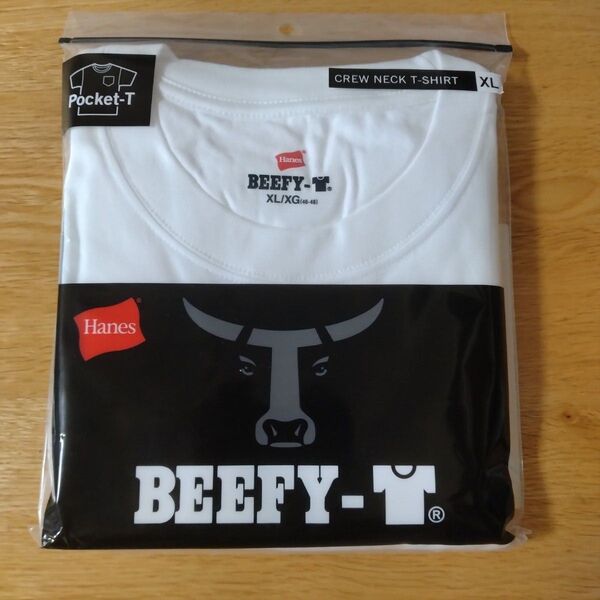 Hanes BEEFY-T 白 XL ポケット付 半袖 ビーフィー Tシャツ