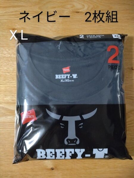 ビーフィー 2枚組 紺 ネイビーメンズ ユニセックス Tシャツ 半袖 XL