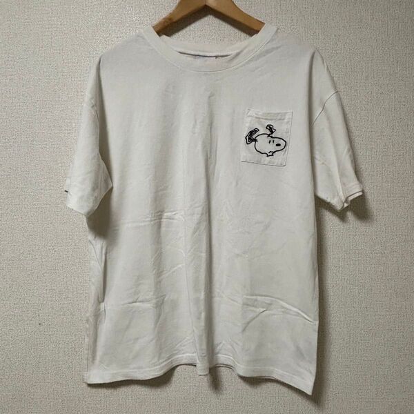 SNOOPY スヌーピー ホワイト ウッドストック 半袖Tシャツ カットソー