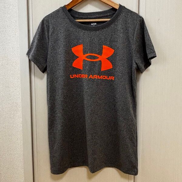 LG アンダーアーマー オレンジ ロゴTシャツ 半袖 Uネック スポーツウェア