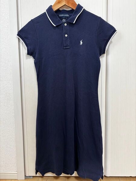 ラルフローレン ネイビー ポロシャツ ワンピース 襟付きワンピ キッズL 綿 RALPH LAUREN