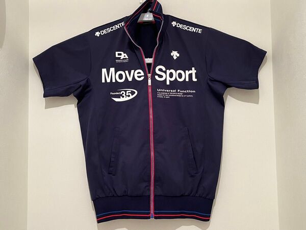 デサントムーブスポーツ 半袖 フルジップジャケット(Mサイズ)ネイビー トレーニングウェア DESCENTE Move Sport