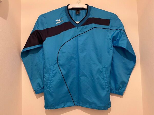 ミズノ 長袖 ピステ(Sサイズ)トレーニングウェア 水色×紺色 MIZUNO ウインドブレーカー