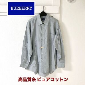 美品!バーバリー burberry 超高品質ピュアコットン ヘアラインストライプ メンズ シャツ