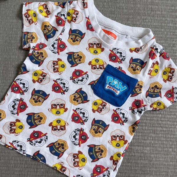 パウパトロール 総柄Tシャツ 100 綿100% 半袖 マーシャル チェイス ラブル 半袖Tシャツ こども服 キッズ 男の子