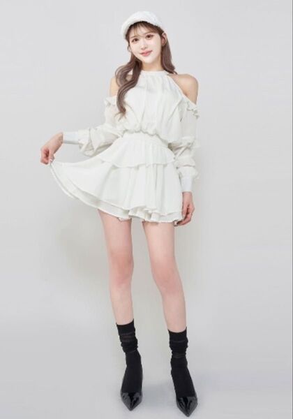 ボリュームシフォンミニワンピース