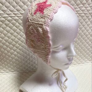 かぎ針編み ヘアバンド ヘッドドレス ハートモチーフ バブシューカ