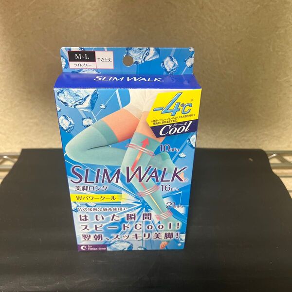 SLIM WALK 美脚ロング Wパワークール M-L ライトブルー ひざ上丈