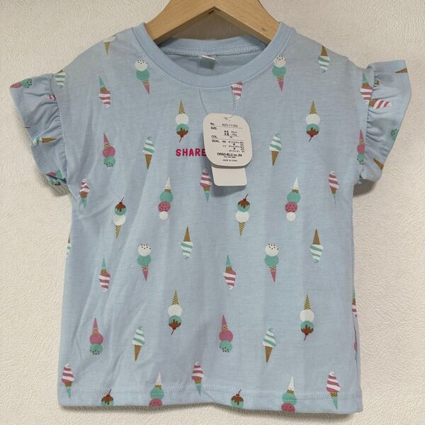 半袖Tシャツ Tシャツ 女の子 半袖 子供服 メゾピアノ mezzo piano キッズ カットソー アイスクリーム ブルー 水色