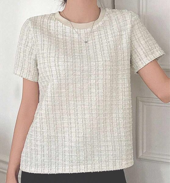 【未使用】SHEIN Dazy Star レディース 無地 スプライス ラウンドネック 半袖 カジュアル Tシャツ