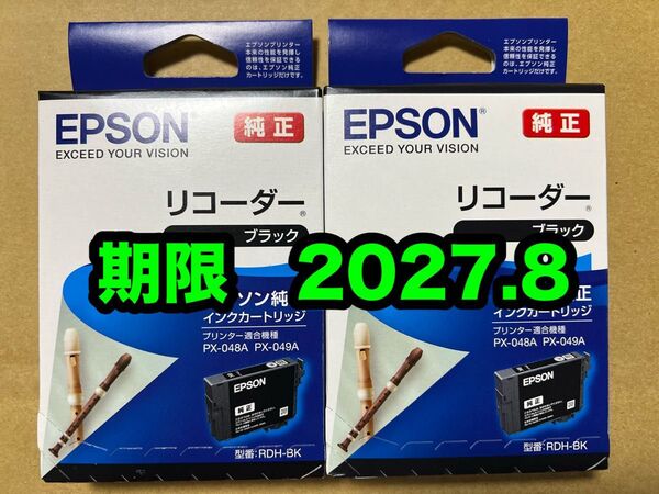 【純正】新品未開封 EPSON リコーダー エプソン RDH-BK 純正 インク ブラック 2個セット 期限2027.8