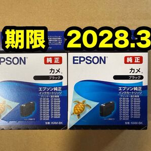 【純正】新品未開封 EPSON カメ エプソン KAM-BK 純正 インク ブラック 2個セット 期限2028.3