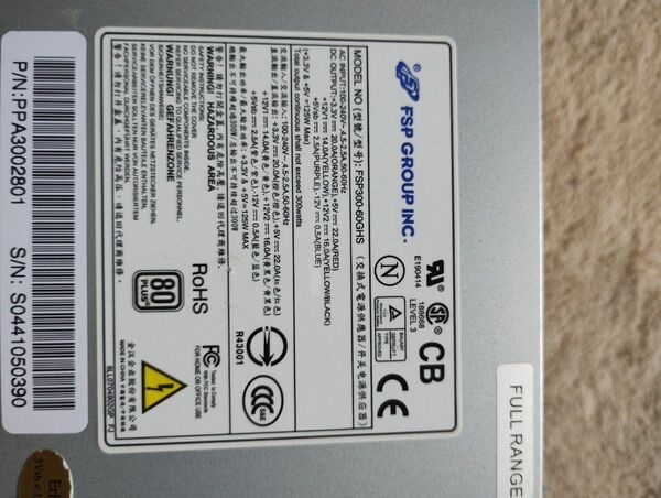 FSP 電源ユニット FSP300-60GHS 80plus SFX