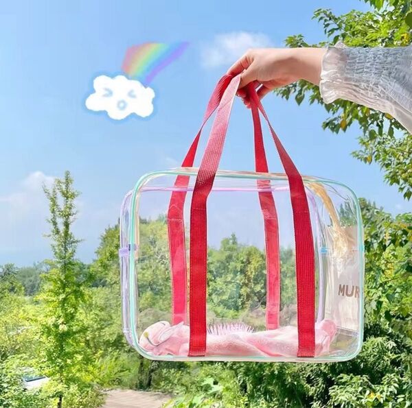 ★★タイムセール★★プールバック クリア トート ビニールバッグ 防水 推し活 化粧品 タオル 水泳 大容量 エコバッグ