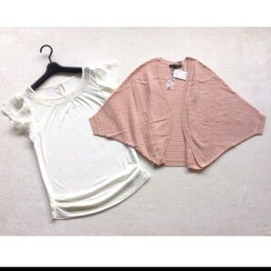 MISCH MASCH ミッシュマッシュ 袖フリルトップス&カーディガン ピンク