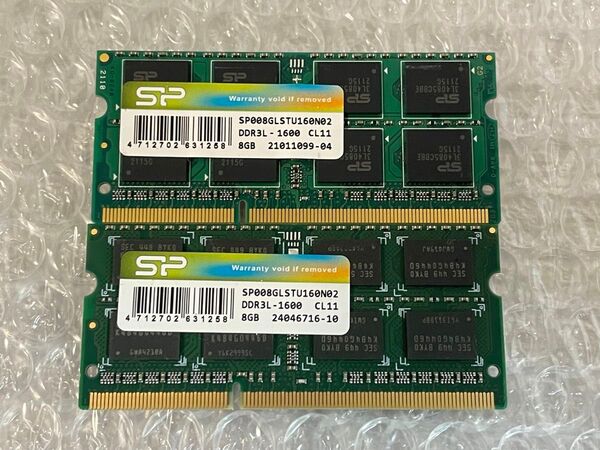シリコンパワー PC3L-12800 DDR3L-1600 16GB 8GB×2 SO-DIMM BIOS確認済
