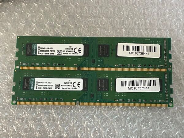 Kingston PC3-12800 DDR3-1600 16GB 8GB×2 BIOS確認済