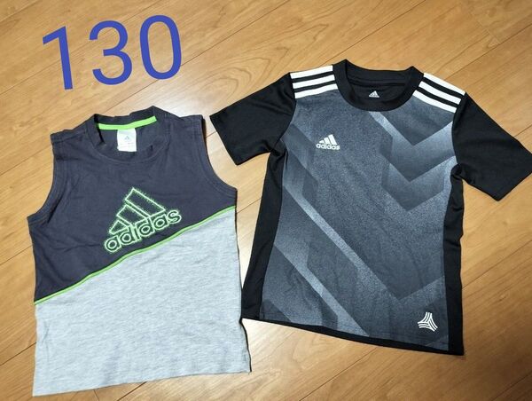 adidas アディダス ノースリーブ 半袖Tシャツ キッズ サイズ130