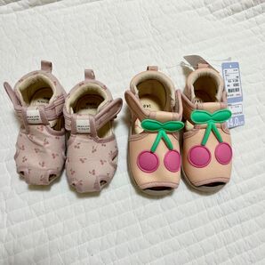 ベビーサンダル 13cm【中古】14cm【新品】ピンク さくらんぼ