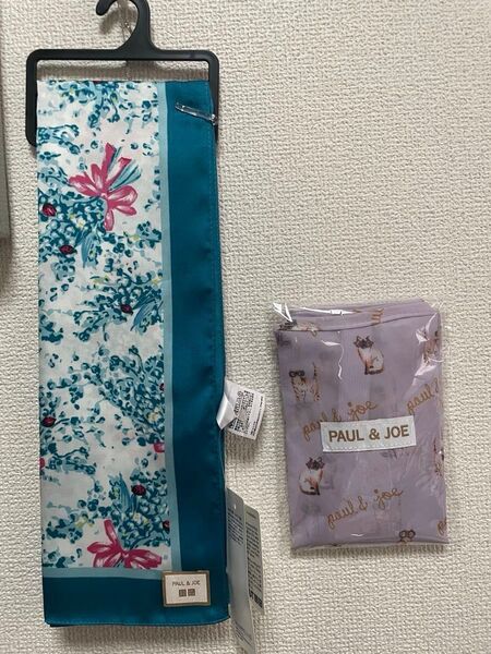 UNIQLO ポール&ジョー 花柄スカーフ ブルー 70×70cm ゼクシィ付録 猫柄エコバッグ