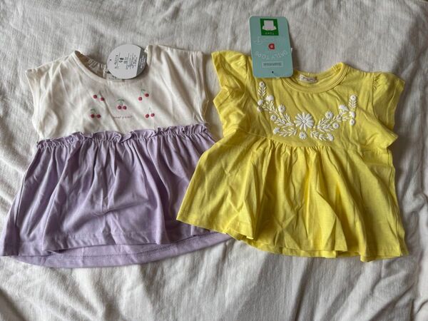 【新品未使用】ベビーザらス 半袖トップス Tシャツ 2枚 女の子 保育園 90 半袖Tシャツ カットソー チュニック