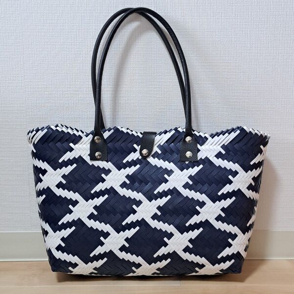 【美品】ベトナム プラカゴ ppバンド かごバッグ ハンドメイド トートバッグ