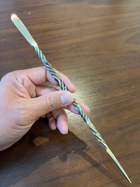 アガベチタノタ用 真鍮製 捻り植え替え棒 ソイルスティック 根かき棒 25cm