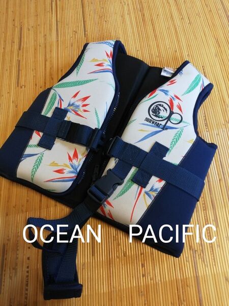 オーシャンパシフィック ocean pacific OP ライフジャケット 白×紺 ホワイト×ネイビー フリー男の子女の子キッズ