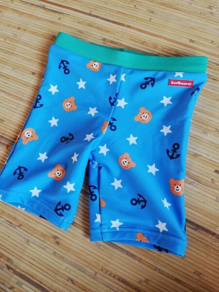 MIKI HOUSE ミキハウス ホットビスケッツ HOT biscuits 水色 ブルー くま 水着パンツ 90 美品