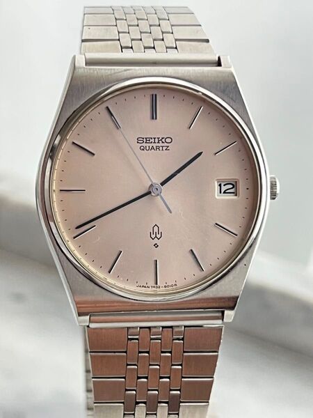 【電池交換済み】SEIKO QUARTZ セイコー クオーツ DATE ベージュ デイト
