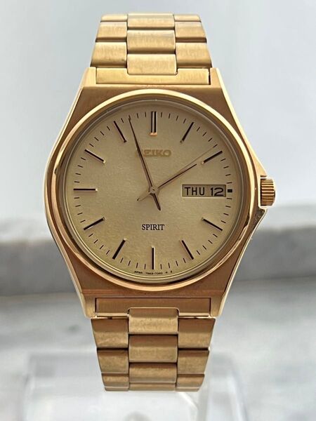 【電池交換済み】レア 美品 SEIKO SPIRIT DAYDATE GOLD 希少 デイデイト ゴールド