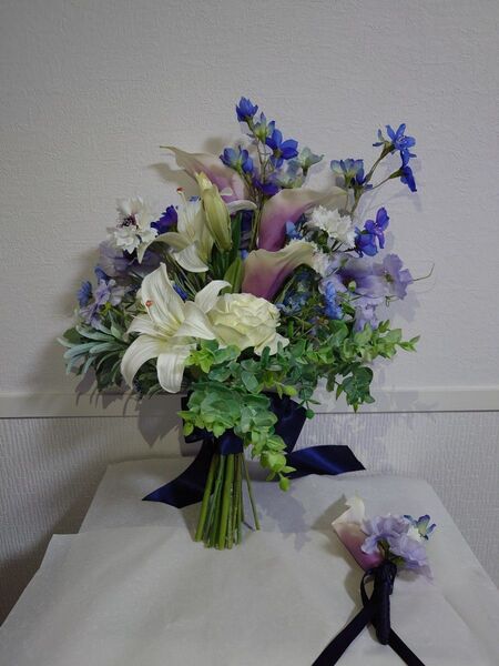 アーティフィシャルフラワー ブーケ ブートニア 造花 花束