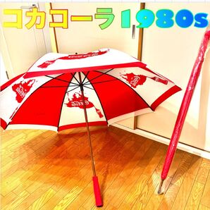 【限定】1990sコカコーラ レトロ 傘 パラソル ゴルフ アウトドア 夏 長傘 晴雨兼用 昭和 当時物 非売品