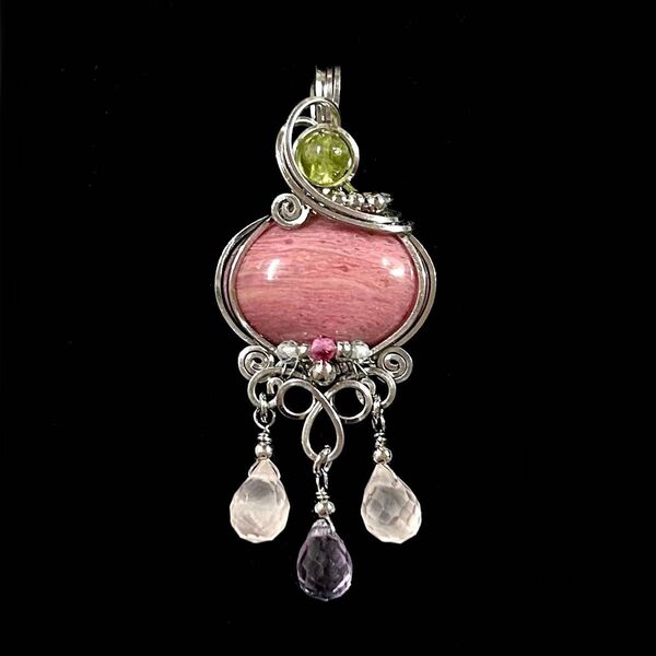 天然石 シリシャスシスト☆ワイヤーラップ ジュエリー アート ハンドメイド ネックレストップ アクセサリー ワーク