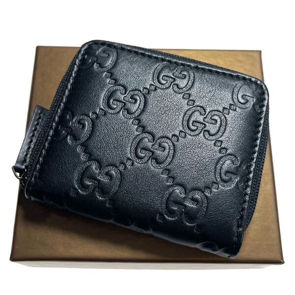 極美品 GUCCI シマ コインケース コンパクトジップ a762