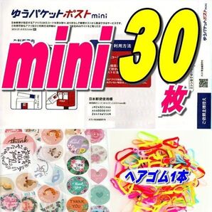ゆうパケットポストmini封筒30枚+ヘアゴム1本+サンキューシール20枚 推しクーポンでお得