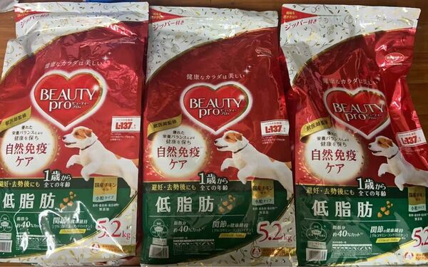 ビューティープロ ドッグフード ドッグ 低脂肪 1歳から チキン 犬 5.2kg 3袋