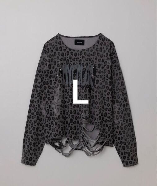 grancy 総柄ラインストーングラフィックロンT ブラック L