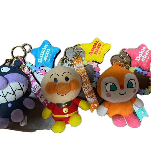 アンパンマン、ドキンちゃん、バイキンマンマスコットキーホルダー