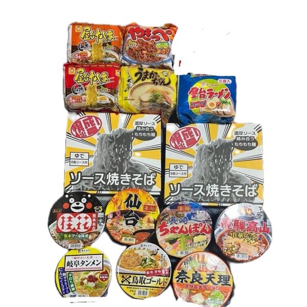 超激安大量ラーメン、カップ麺、焼きそばまとめ売り
