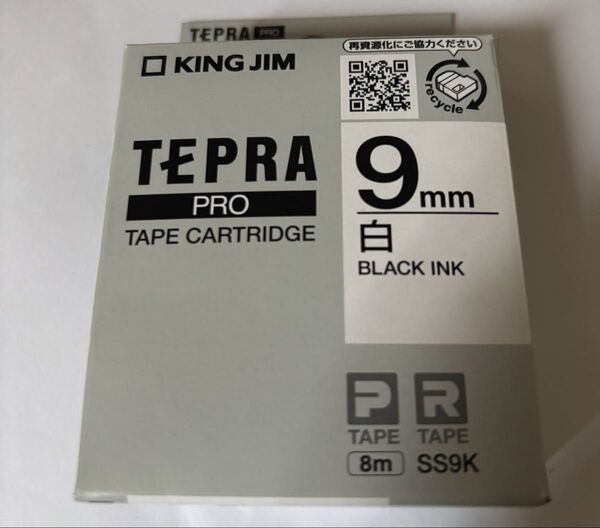 TEPRA 白テープ 白 ラベル黒文字 9mm テプラPRO
