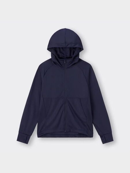 GU UVカットフルジップパーカ(長袖)ネイビー L