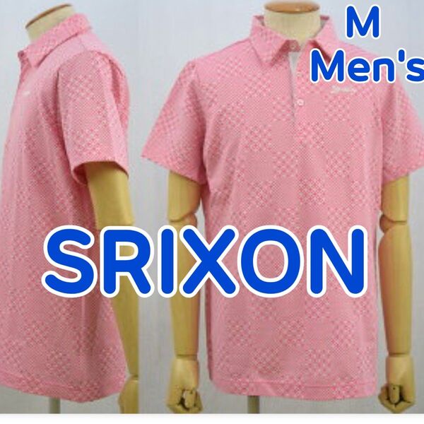 SRIXON スリクソン バイ デザント ゴルフウェア ポロシャツ 半袖 ゴルフシャツ ピンク色 速乾ドライ ストレッチ メンズM