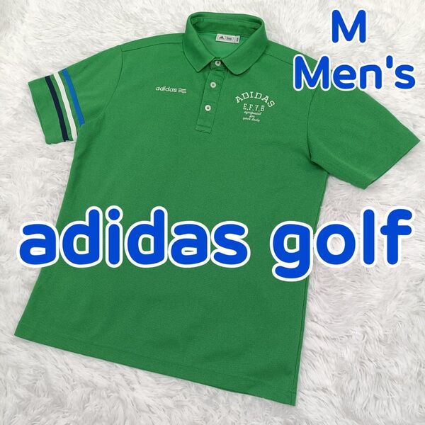 adidas / アディダス ゴルフ ポロシャツ 半袖 ゴルフシャツ 緑色 吸汗速乾ドライ ストレッチ メンズ M ゴルフウェア