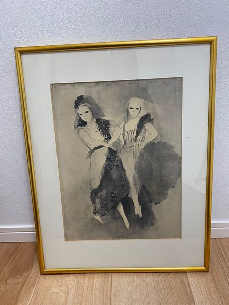 『ダンスの対話より』 / マリー・ローランサン / 直筆サイン 額装 水墨画 絵画 リトグラフ