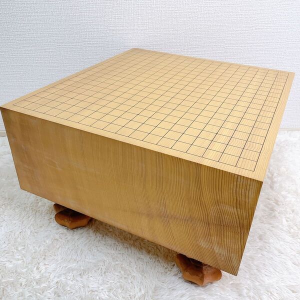 【美品】本榧 碁盤 脚付 へそ付 厚み約17.5cm 柾目 囲碁 囲碁道具