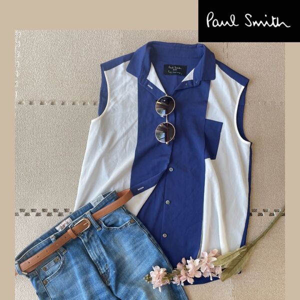 Paul Smith black ノースリーブブラウス 比翼仕立て 38