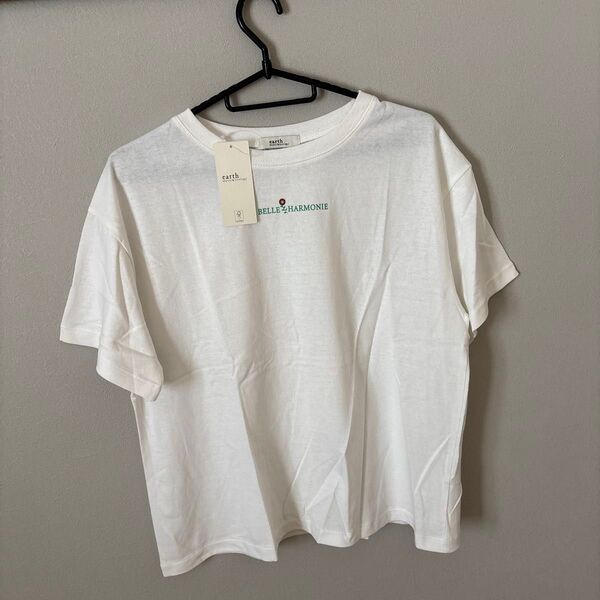 earth music&ecology 薄手 オフホワイト バックプリント Tシャツ 半袖
