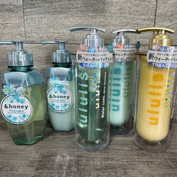 ウルリス ウォーターコンク モイストシャンプー&トリートメント ポンプ、&honey ピクシーザボンポンプ×5個セット